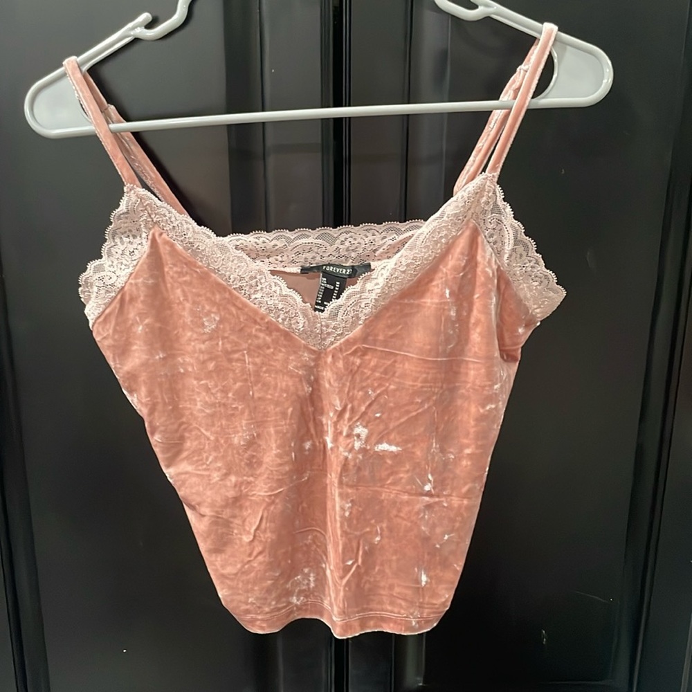 Pink velvety type crop top
